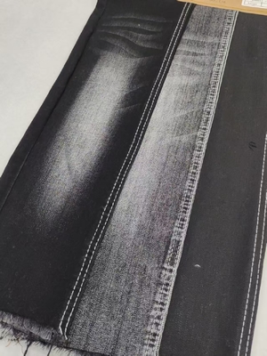 kopen 9.6oz ZWART/ZWART Garen Kruis Slub 75% Katoen Hoge Stretch Denim Stof Met 10+10/16*55 Constructie JSD3259A Voor Jeans online manufacture