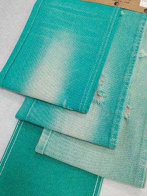 kopen Fancy APPLE GREEN Color Left Twill Style 10.6oz Denim Fabric With 10*7 Construction  JSD3023FG For Jeans online manufacture