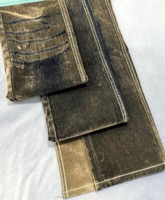 kopen 70% Katoen Koffiekleurig Gevlokt Denim Stof 10.5oz Voor Herfst Winter Jas Of Broek online manufacture
