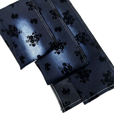 kopen Black Rose Flocked Denim Stof Twill Style Stretch Voor Lady Jeans Of Jacket online vervaardiging