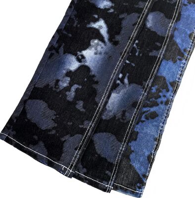 kopen Maillard Stijl Zwart Flocked Denim Stof Donker Blauw 70% Katoen Uniek Ontwerp Voor Jeans online vervaardiging