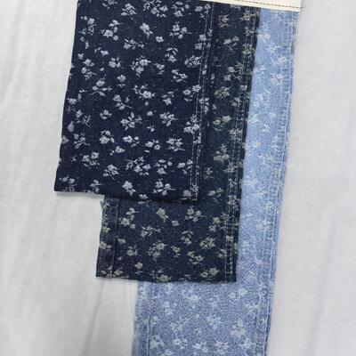 kopen Bloemen Jacquard Denim Stof 10oz Middelzwaar 10S voor Dames Jeans op Voorraad online vervaardiging