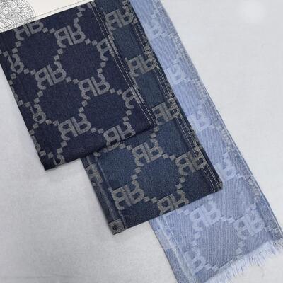 kopen RR Patroon Blauw Jacquard Gewassen Denim Stof Voor Man Jeans Speciaal Ontwerp In voorraad online vervaardiging